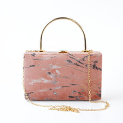 Marble-Print Velvet Handbag
