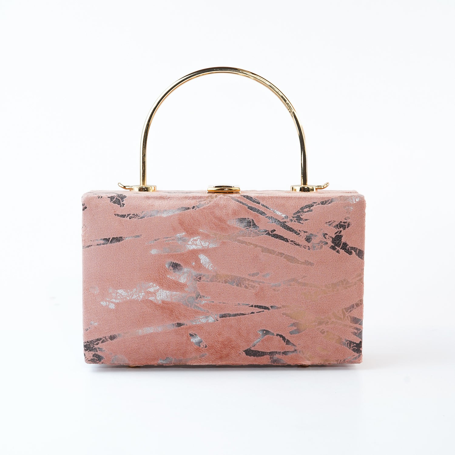 Marble-Print Velvet Handbag