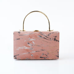 Marble-Print Velvet Handbag