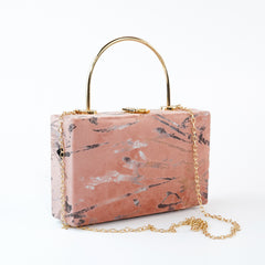 Marble-Print Velvet Handbag