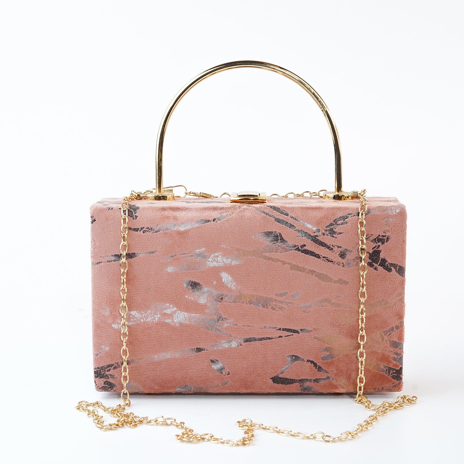 Marble-Print Velvet Handbag