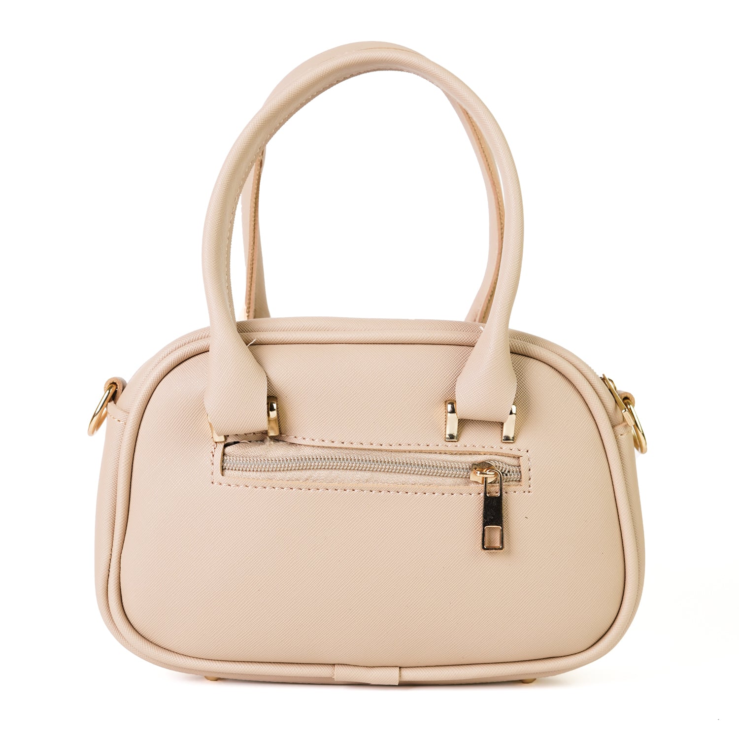Elegant Beige Handbag with Gold Accents
