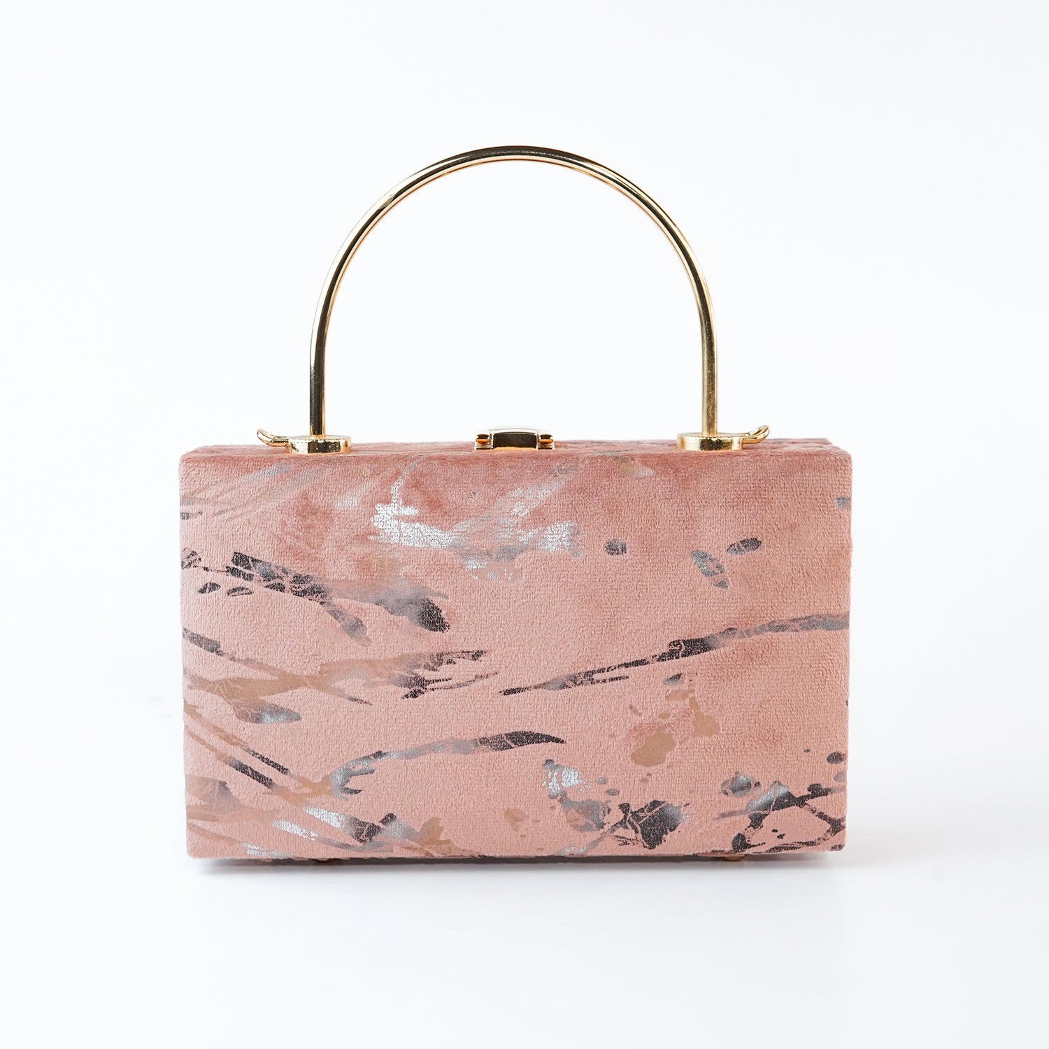 Marble-Print Velvet Handbag