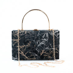 Marble-Print Velvet Handbag