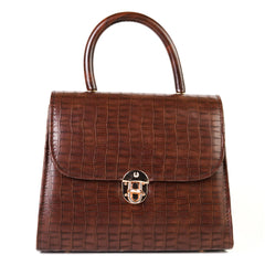 legant Brown Croc-Embossed Handbag