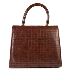 legant Brown Croc-Embossed Handbag