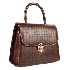 legant Brown Croc-Embossed Handbag