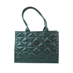 Quilted Green Leather Tote Bag – Elegant and Stylish