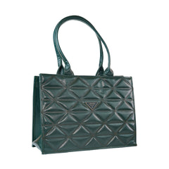 Quilted Green Leather Tote Bag – Elegant and Stylish